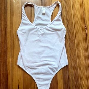 American Apparel white thong v-neck bodysuit